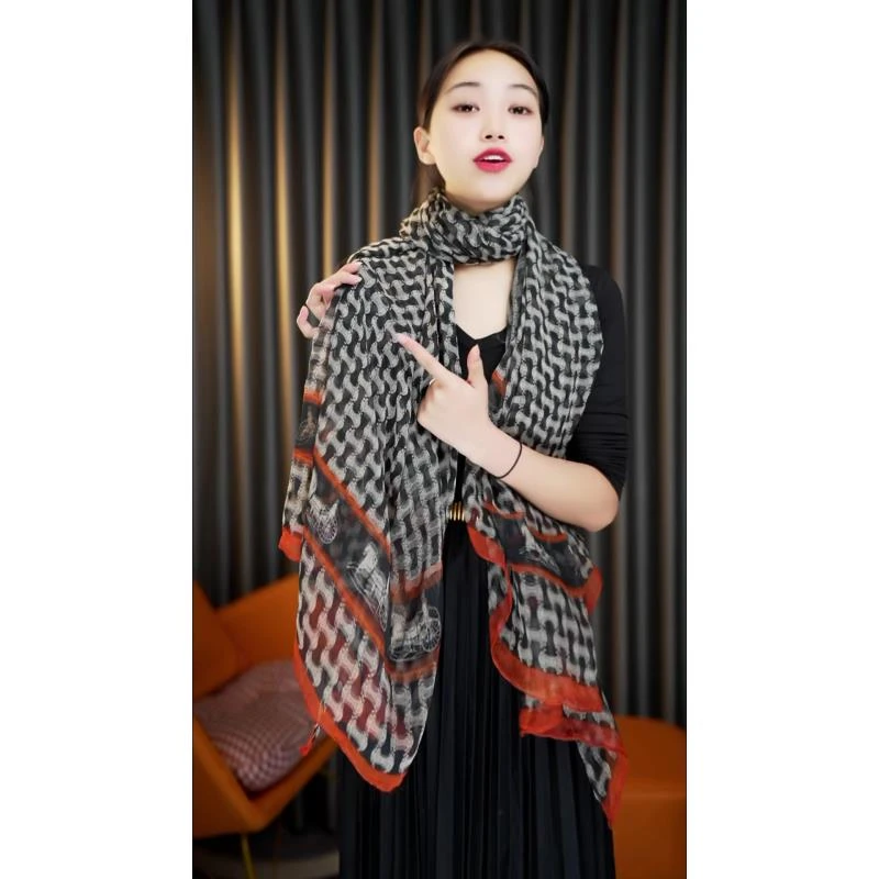 1006 鳄鱼皱 130*180气质女士时尚百搭丝巾优雅