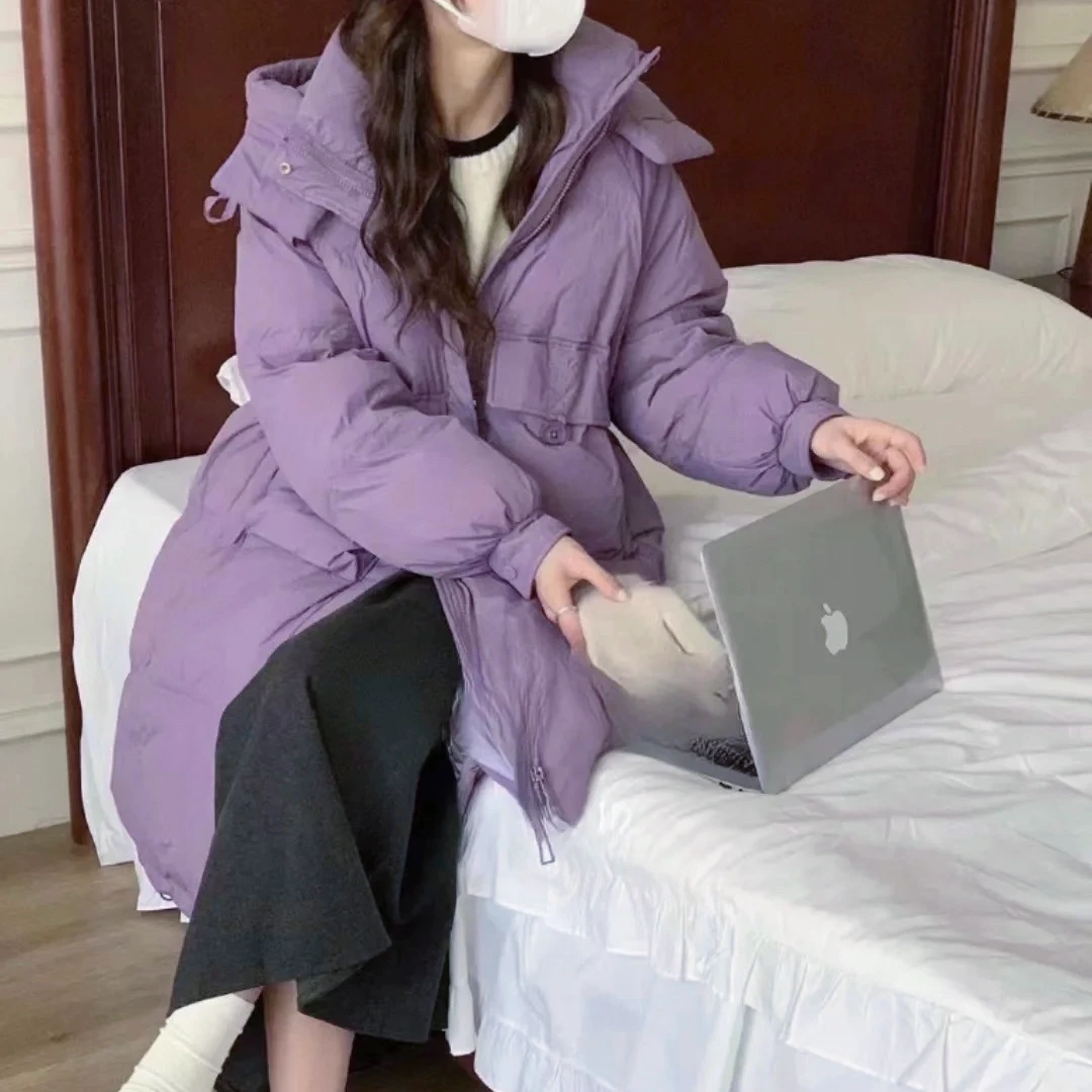 反季 ！中长款羽绒服女款连帽冬季外套休闲CR1108收腰加厚