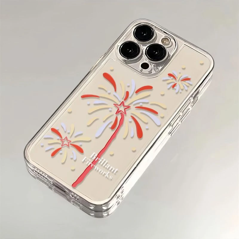 彩色烟花苹果15promax手机壳iPhone14透明13/12全包11防摔xs/xr软