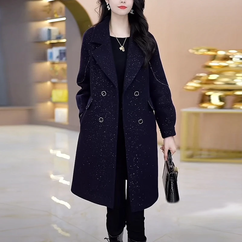 女士毛呢外套2024秋冬新款高级感气质减龄宽松休闲显瘦中长款大衣