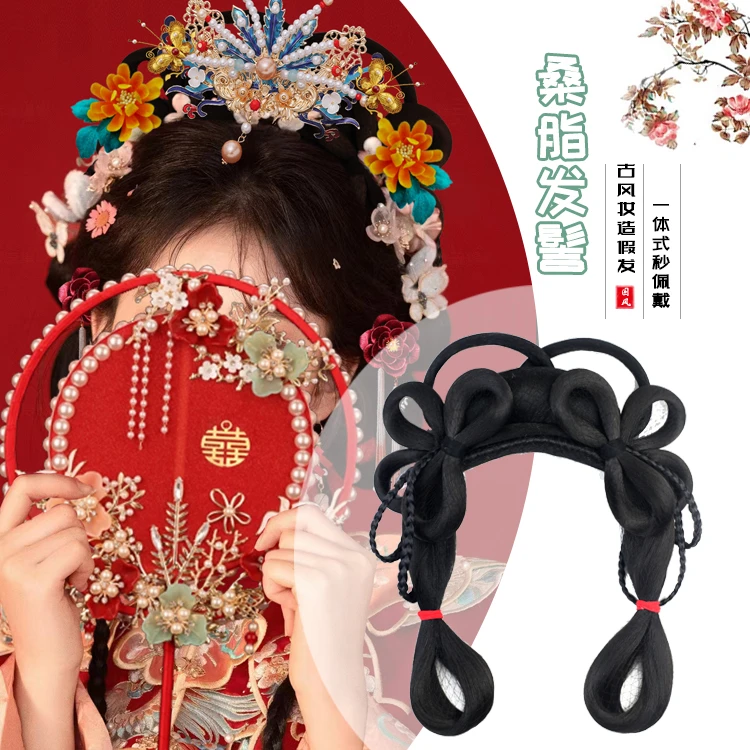 新款汉服假发包小财神发髻一体式懒人款造型
