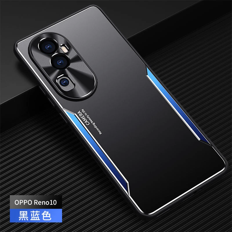 OPPOReno10手机壳金属镜头全包防摔硬壳Reno10Pro+硅胶磨砂保护套