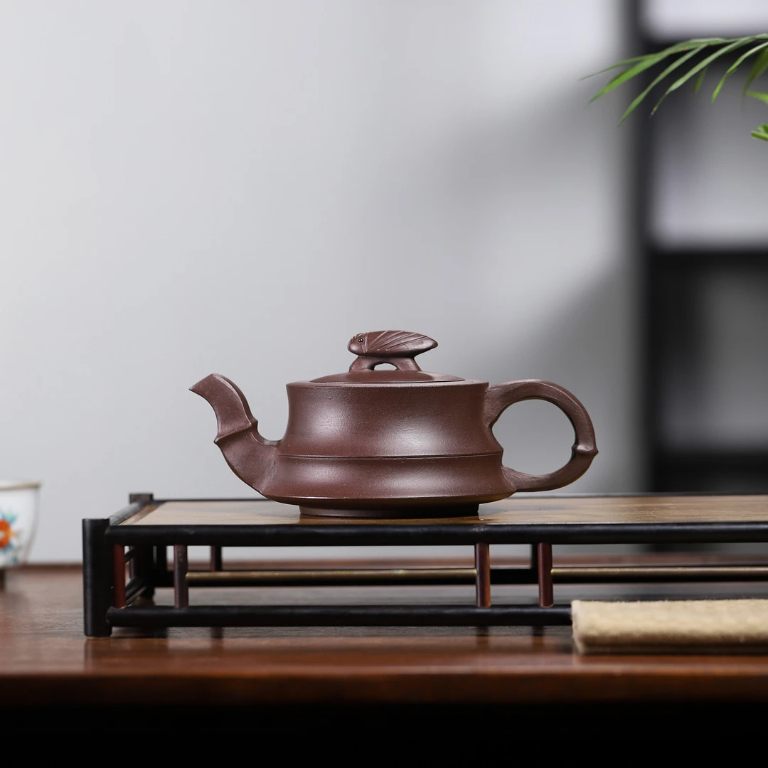宜兴紫砂壶 原矿陈腐老紫泥 知足常乐 350毫升 手工紫砂壶 茶具