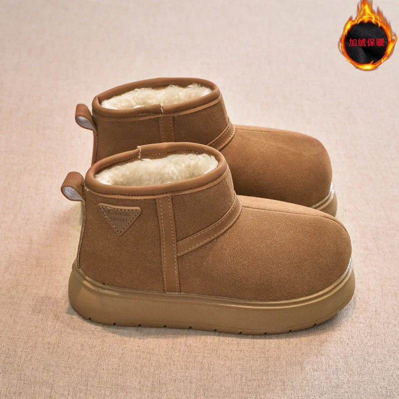 女童雪地靴2024冬季新款男童东北棉鞋加绒加厚防水儿童面包雪地靴