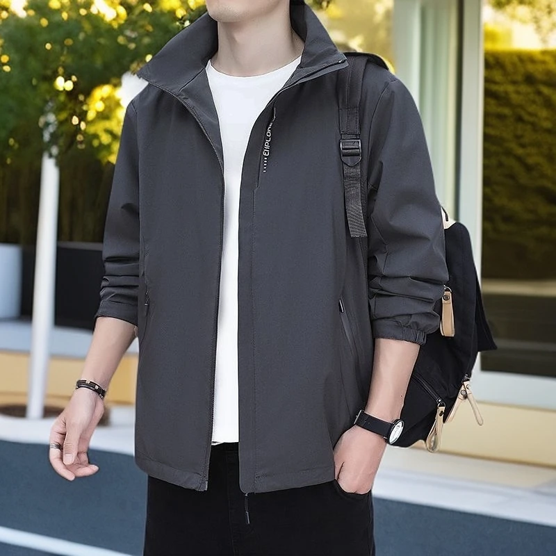 外套男春秋季户外冲锋衣防风防水脱卸帽宽松运动百搭休闲夹克上衣