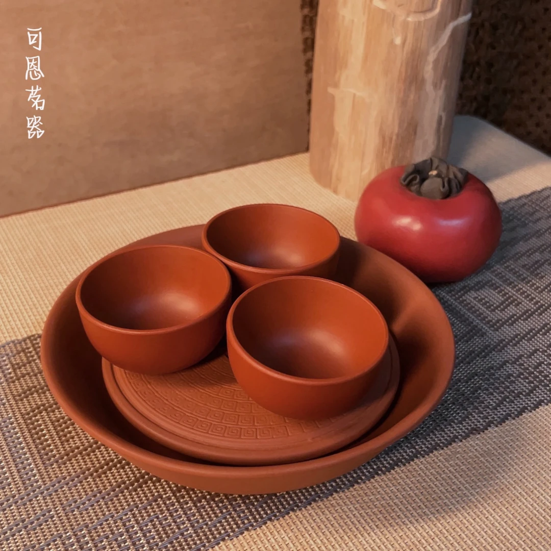 潮州中式复古朱泥茶杯小容量(3粒)只有杯子,不带壶,容量30cc