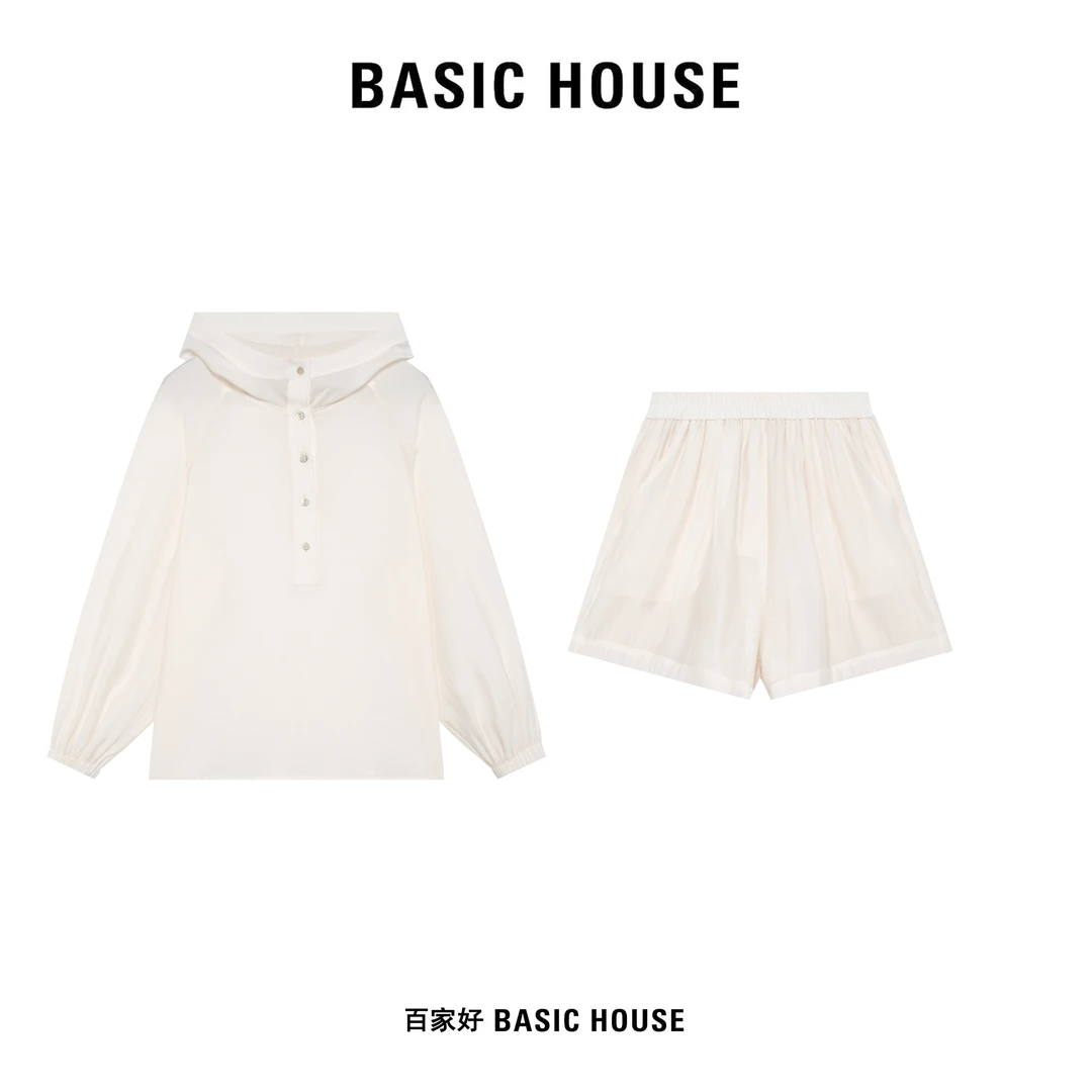 Basic House/百家好春夏新款休闲连帽时尚显瘦气质简约套装3452
