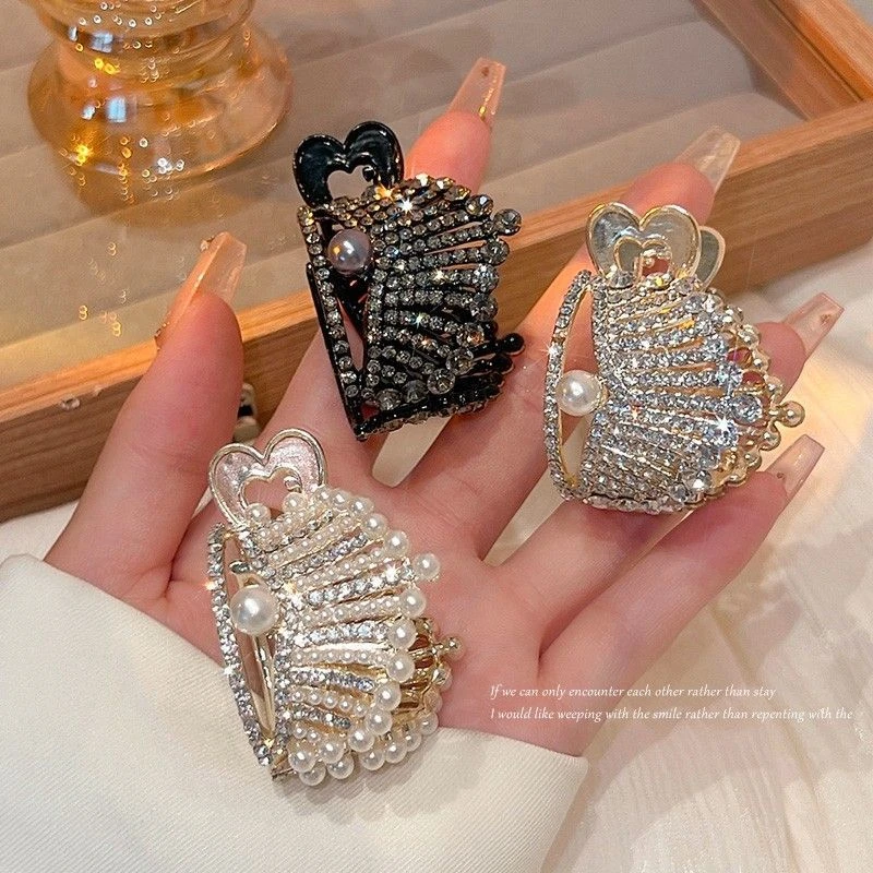 水钻皇冠发饰发夹女扎高马尾固定抓夹神器防塌发卡2024新款小夹子