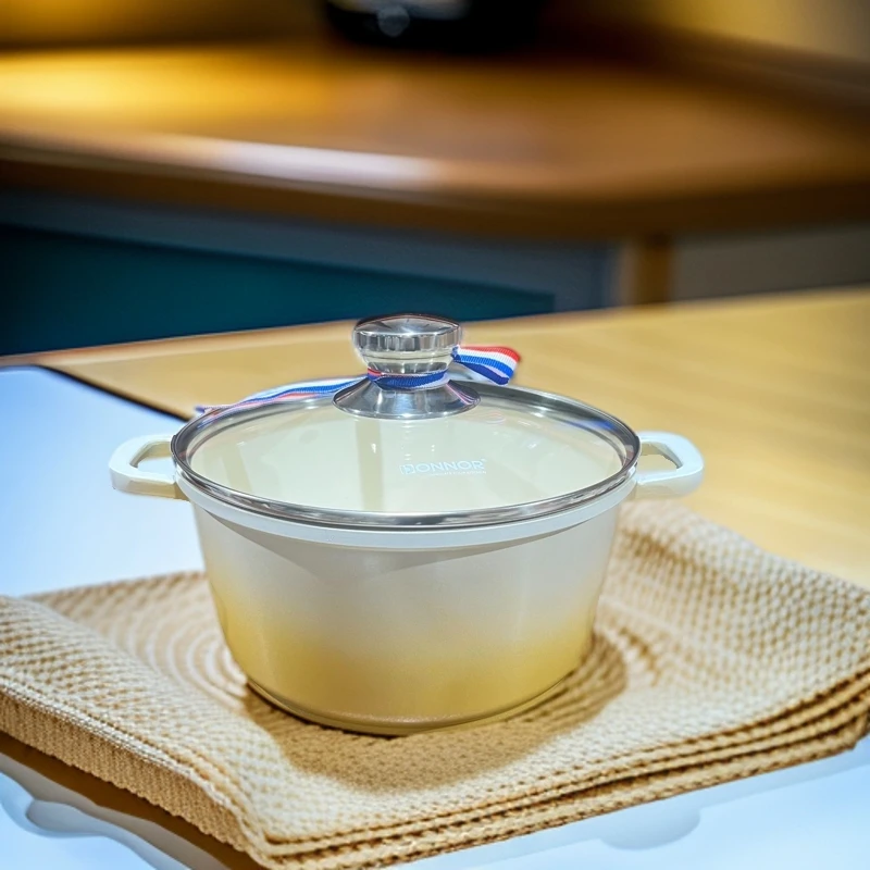 【DONNOR】20CM珐琅渐变黄色陶瓷汤锅家用不粘锅不挑炉灶