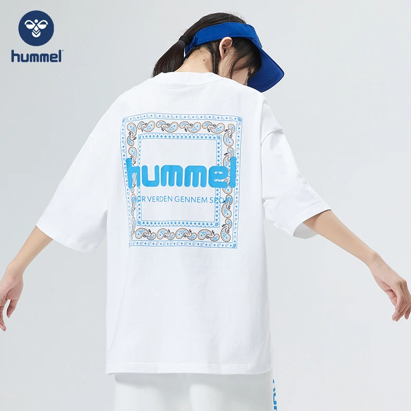 hummel 夏季腰果花潮短袖t恤透气休闲潮流百搭运动T恤男女同款