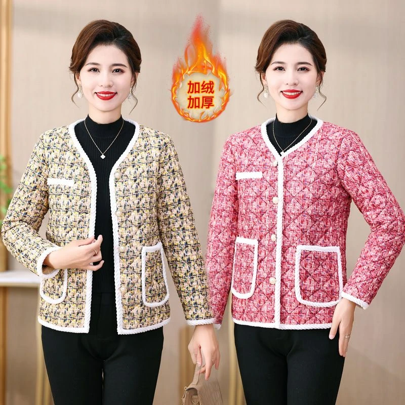 香风新款棉袄冬季秋冬时尚保暖妈妈短款棉服加绒外套棉衣加厚