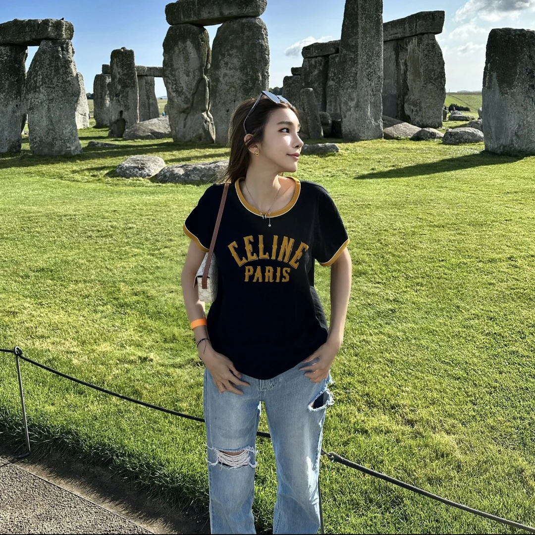 3e089/99新Celine赛琳标语撞色短袖 s码 公价8k