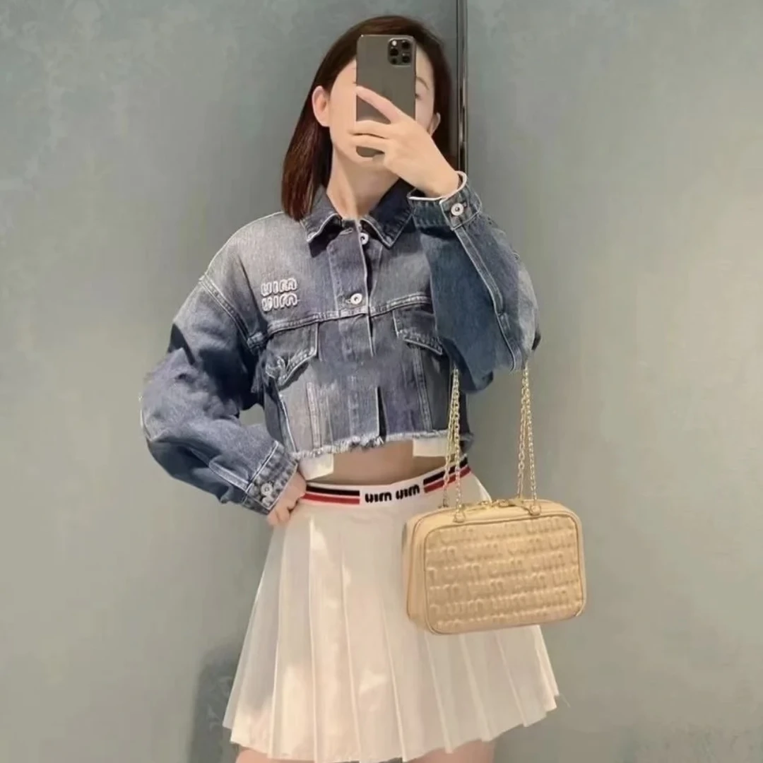 miu miu/缪缪 3i051 准新带吊 ss22纯色字母牛仔外套 40码 1.3w