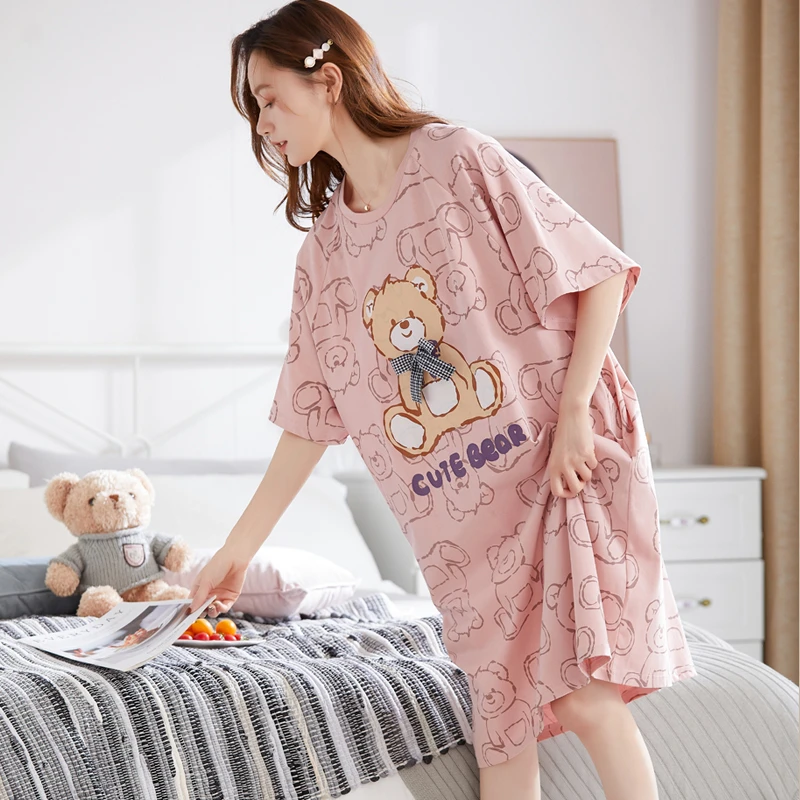 100-240斤莫代尔睡裙女夏季短袖长款新款网红风大码孕妇睡衣薄款