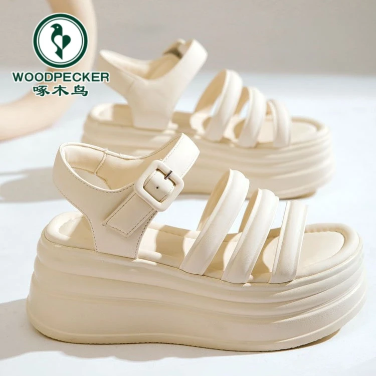 啄木鸟新款罗马夏季配裙子显瘦厚底鞋子女透气小个子增高女鞋凉鞋