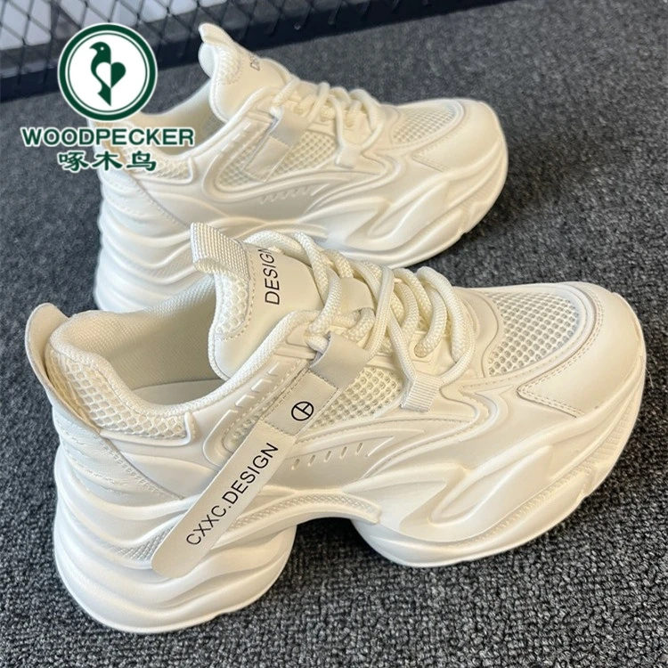 啄木鸟网面透气内增高百搭老爹鞋夏2025新款厚底炸街女鞋网红超火