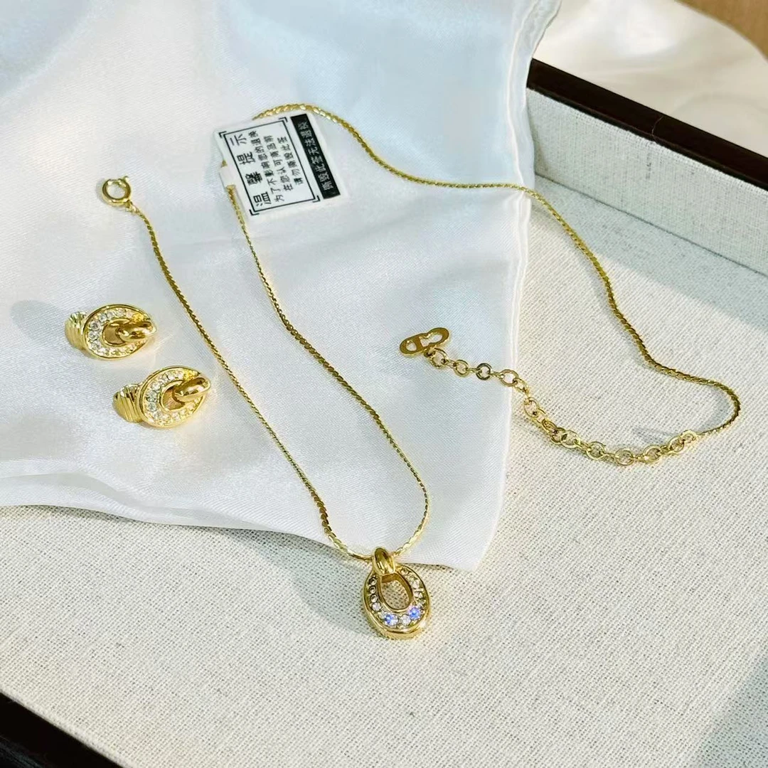 95新 DIOR/迪奥 镶钻耳夹项链/派/897015