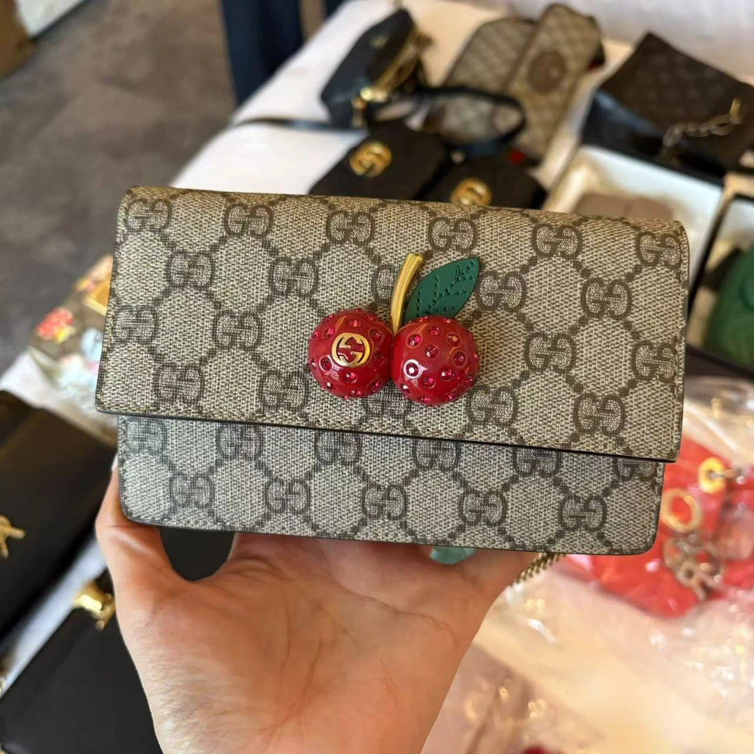 95新 GUCCI/古驰 樱桃手提斜跨包/11.2