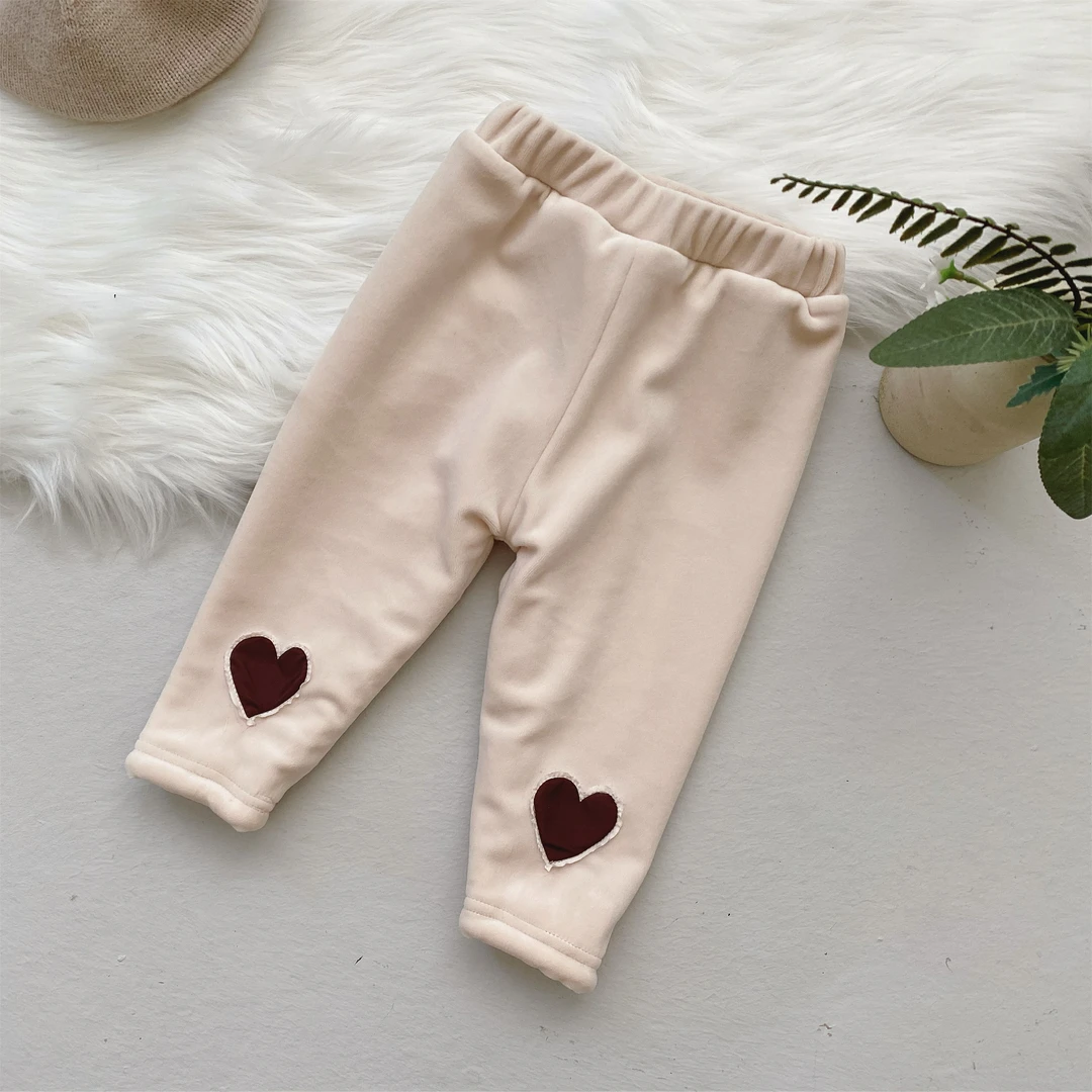5385 婴儿衣服冬款爱心加绒加厚打底裤