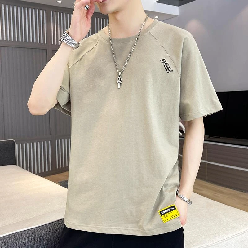 男士短袖t恤纯色宽松夏季新款大码半袖体恤休闲百搭上衣
