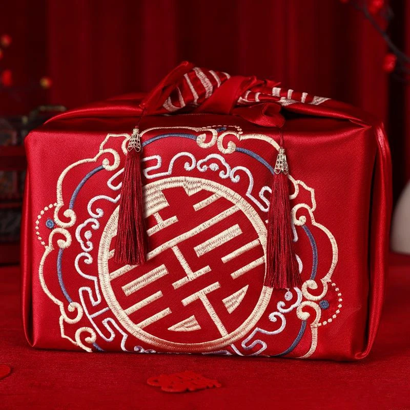陪嫁红包袱结婚包袱皮红布新娘嫁妆喜盆包裹布婚庆用品大全喜包袱