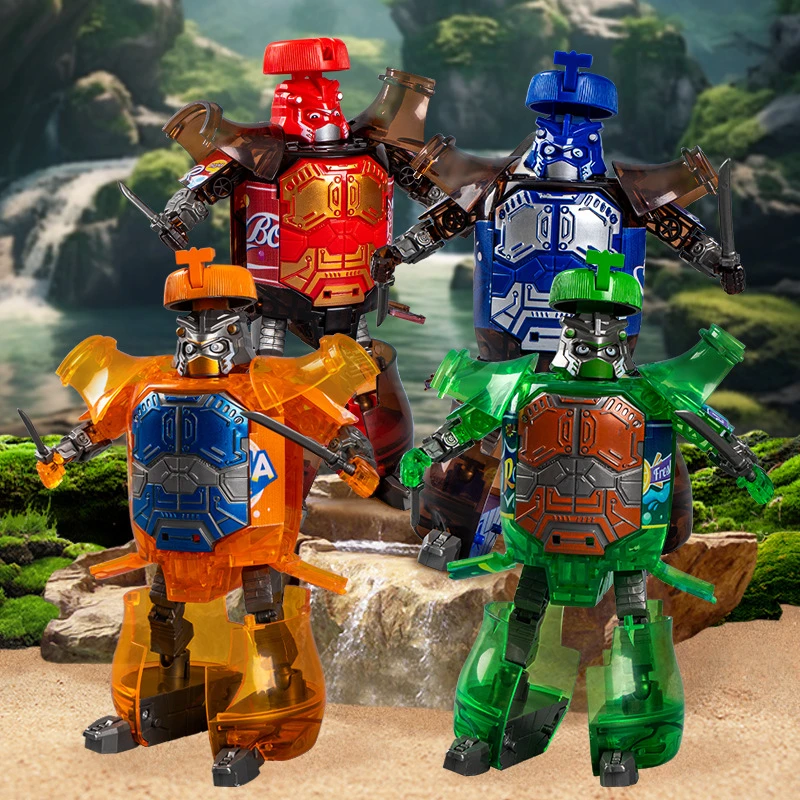 男孩礼物仿真饮料变形机器人汽水瓶易拉罐变身武士儿童变形玩具