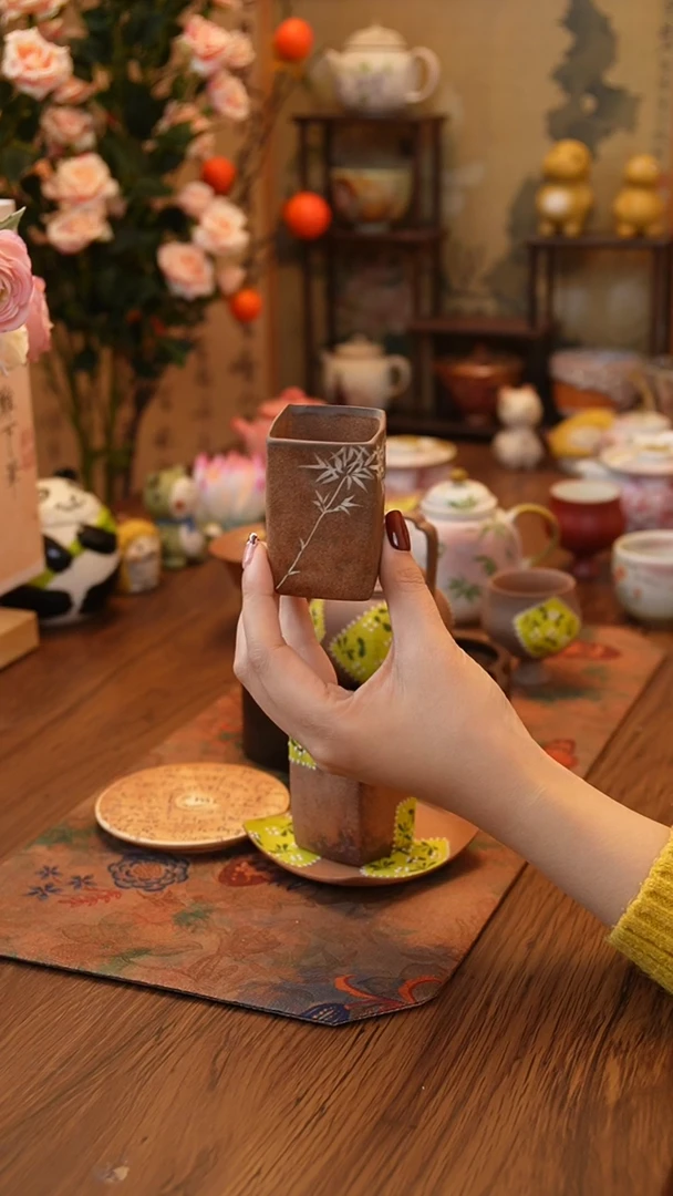 【闪购商品】瓷器竹子四方杯
