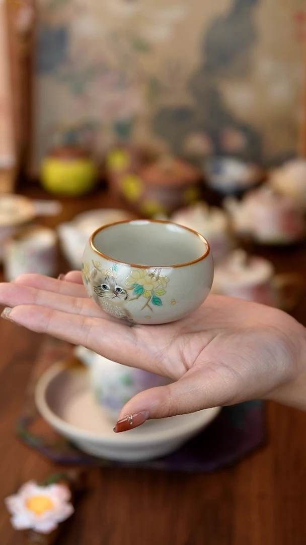 【闪购商品】瓷器黄色美短猫杯