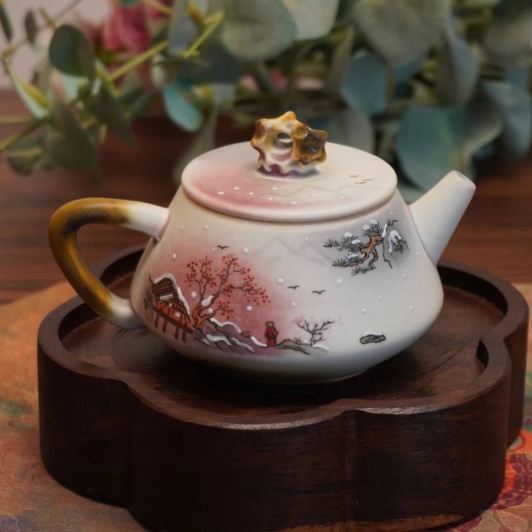 【雪景·石瓢壶】李辉熠手绘手作陶瓷精美复古国风山水画中式