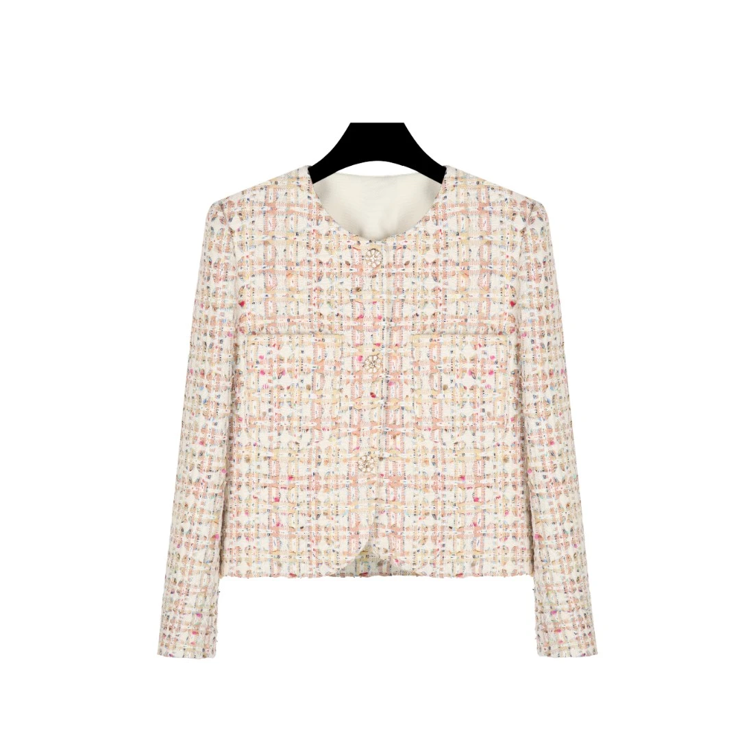 彩色粗花呢外套女春装设计感名媛小香风短款百搭时尚上衣A70906