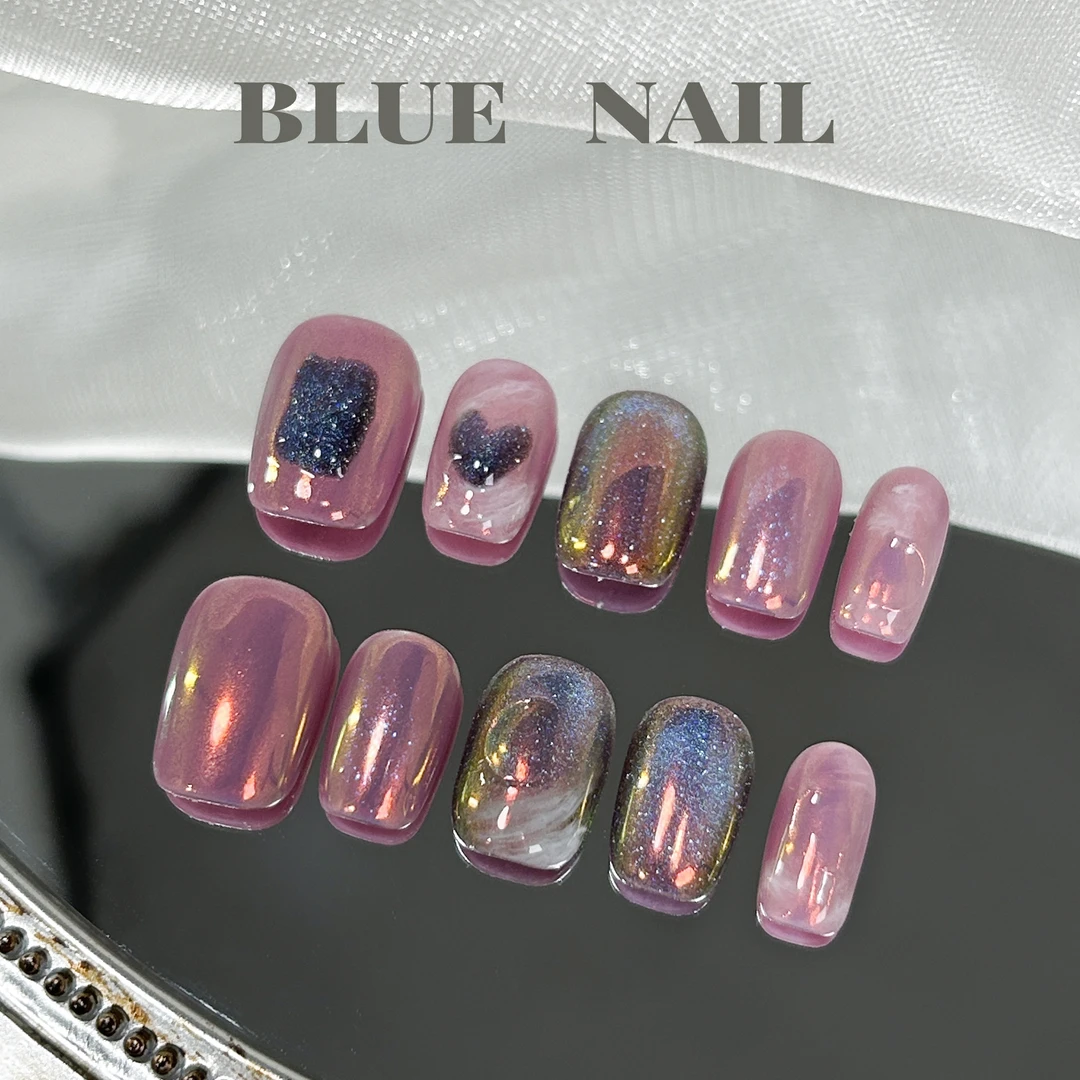 【B612行星】-BLUENAIL-手工穿戴甲浪漫粉雾星云星系魔镜追光猫眼