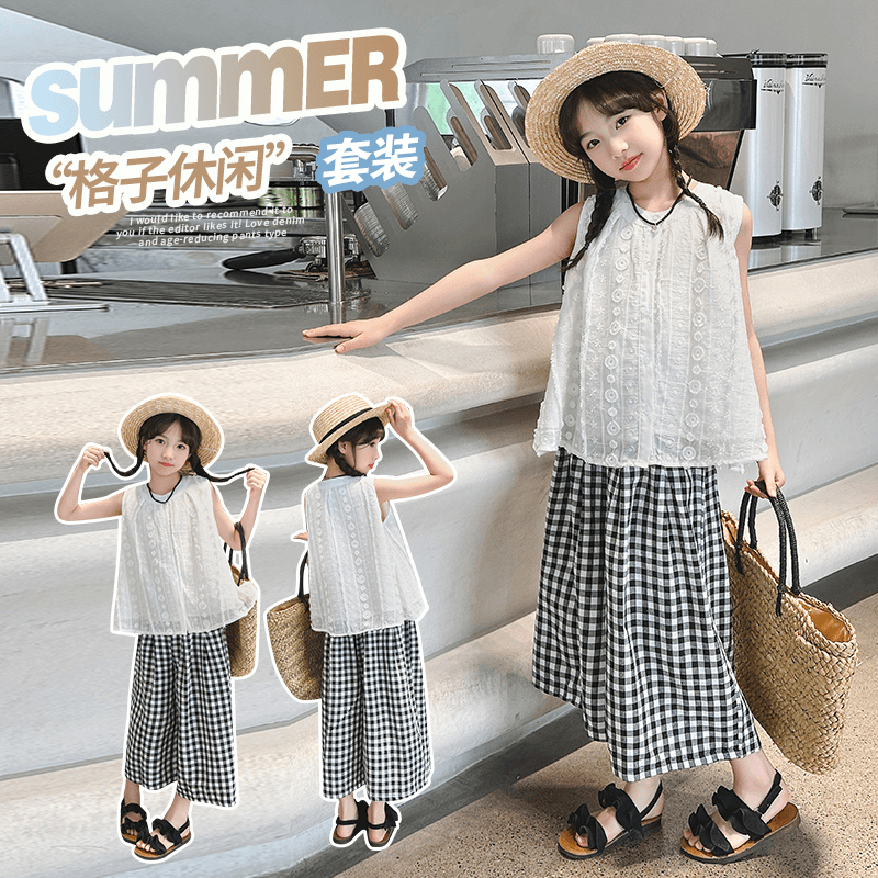 女童夏装套装娃娃衫2024新款爆款6-12岁中大儿童小女孩薄款两件套