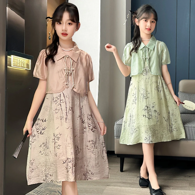 汉服女童夏季6-12岁15岁2024新款中国风小女孩洋气古风套装公主裙
