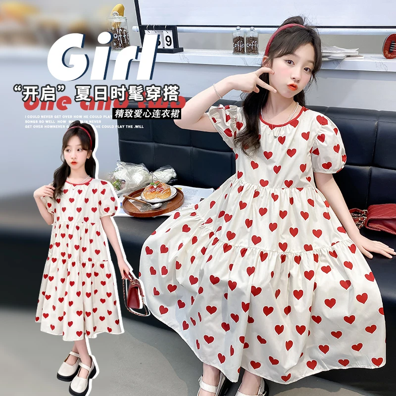 女童夏季连衣裙2024新款6-12岁15岁小女孩中大儿童洋气棉布公主裙