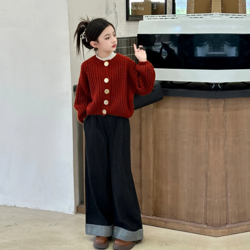 女童春秋毛衣2024新款6-12岁15岁中大童洋气小学生童装开衫毛线衣