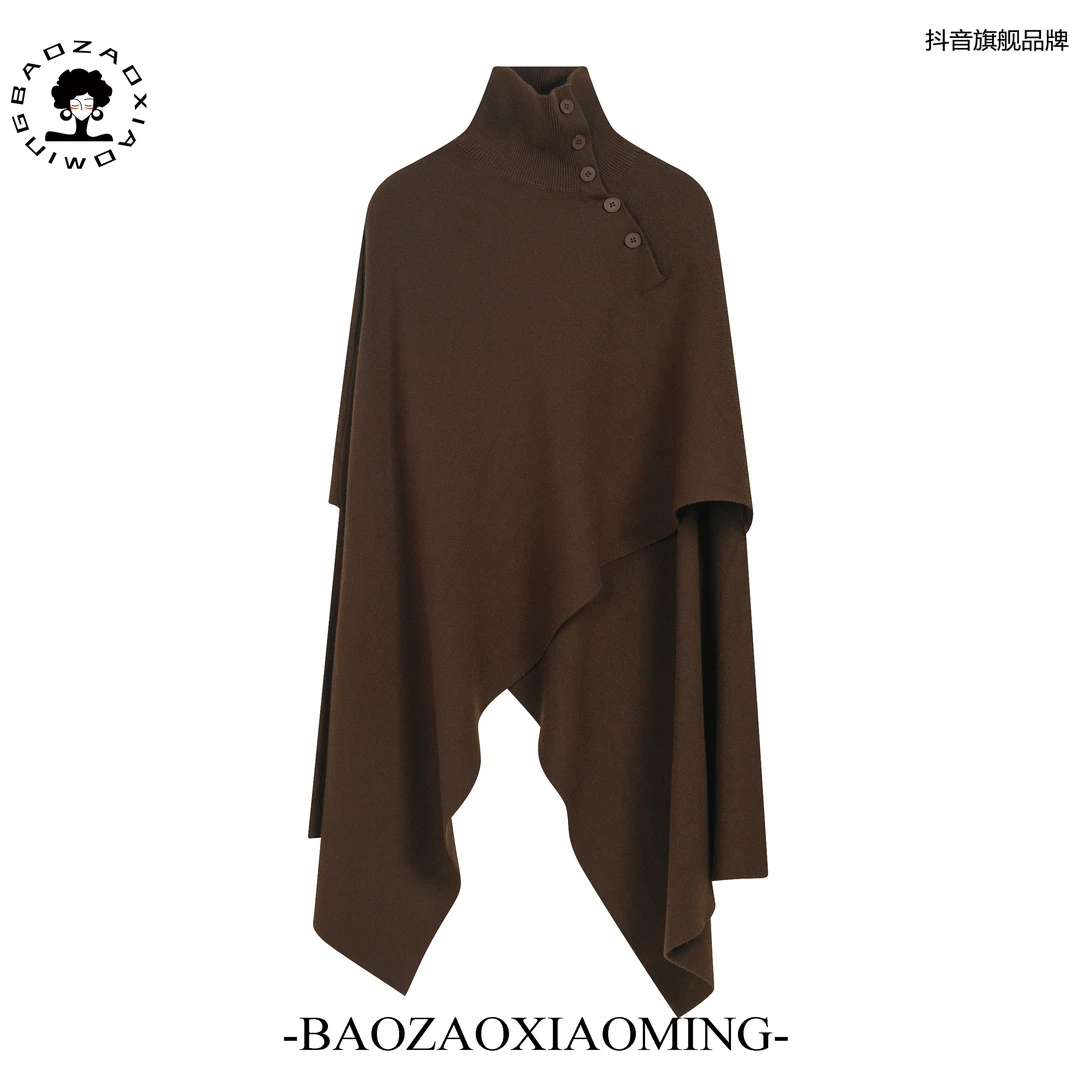 暴躁小明   法式黑色气质款针织披肩斗篷叠穿百搭保暖秋冬/X1109