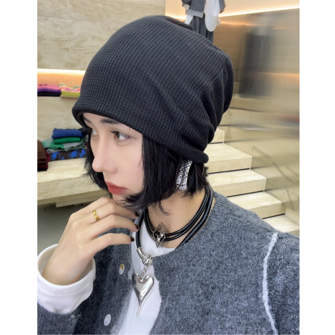 暴躁小明  休闲保暖堆堆帽女秋冬氛围感显脸小包头帽月子帽