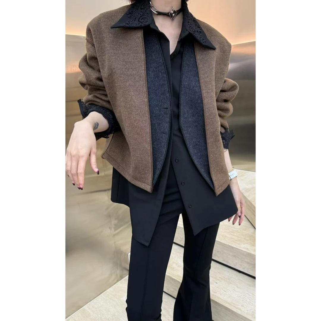 暴躁小明  高级感两面两穿加厚短款外套女气质秋冬保暖上衣/128*