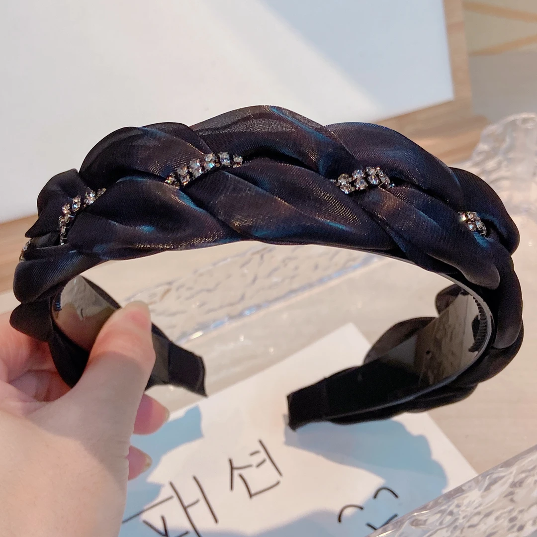 带齿韩国新款设计师款定制发箍百搭手工黑色麻花