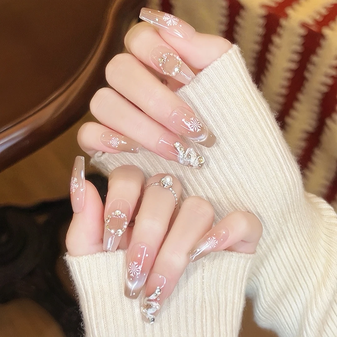 郭小双穿戴甲【圣诞初雪2】手绘水彩版10片盒装T10105