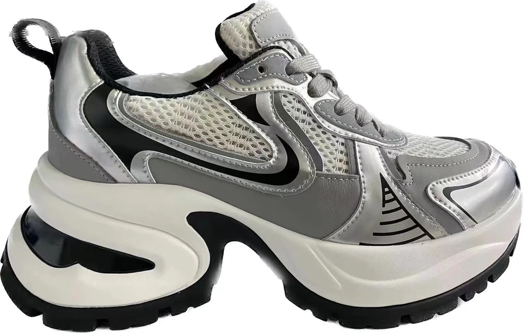 秋冬新款百搭复古潮鞋老爹女系带潮流厚底黑白低帮拼接女鞋1125