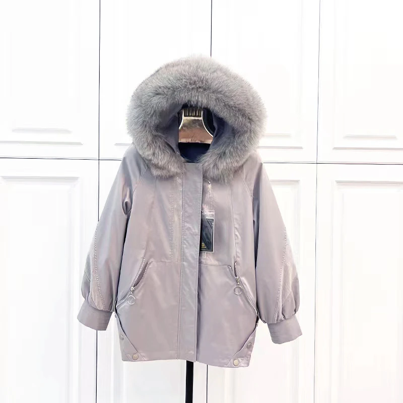 8862款狐狸毛领兔毛内胆可拆卸大毛领皮草派克服