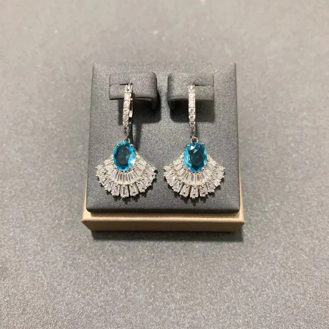 铜合金合成锆石耳饰 4961【水流萤】轻奢耳饰