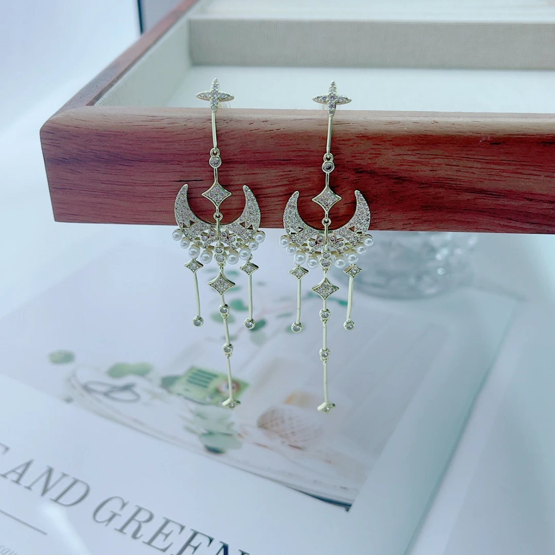 合金合成锆石耳饰 4959轻奢百搭长款精致淑女气质耳环