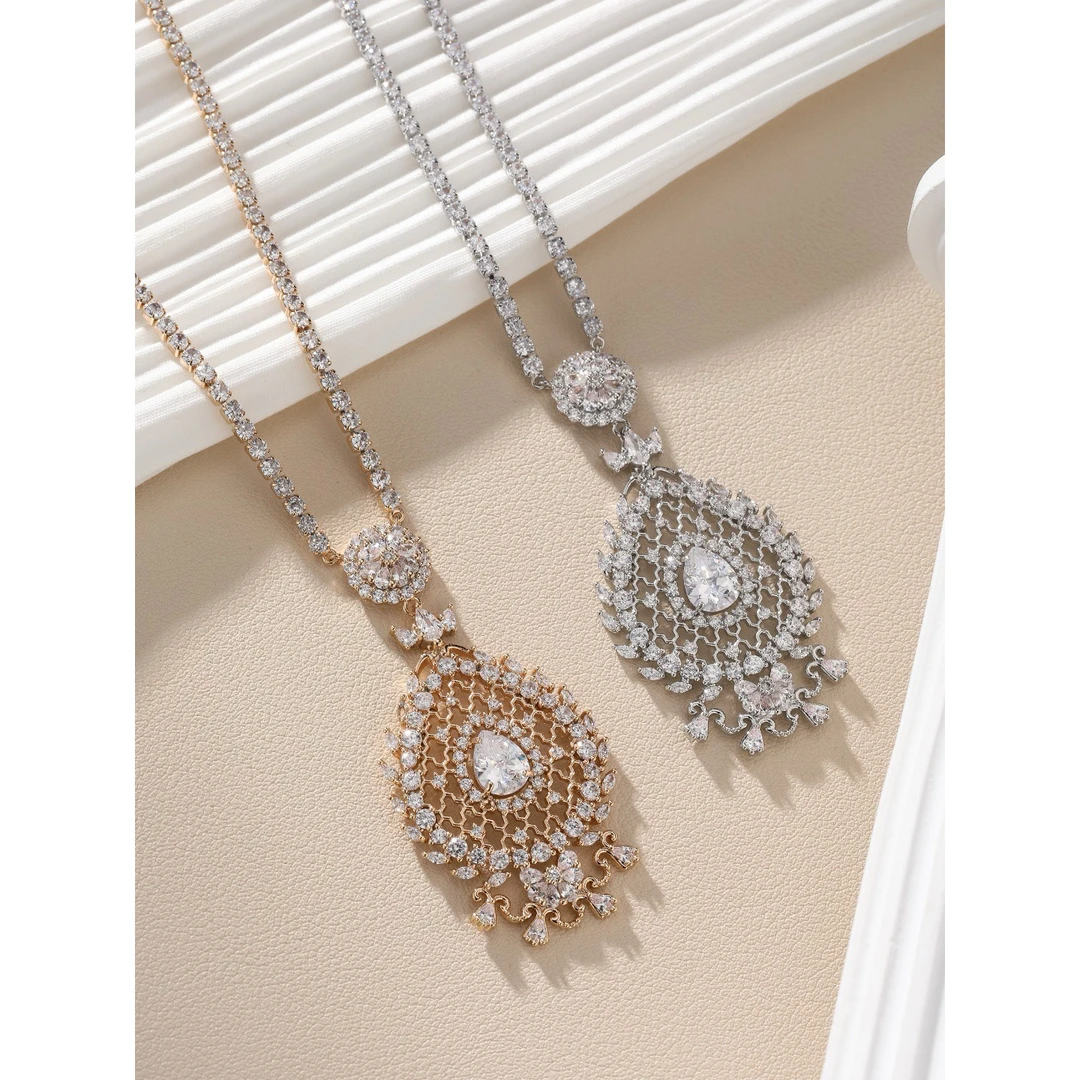 合金合成锆石项链 2992高级轻奢复古项链