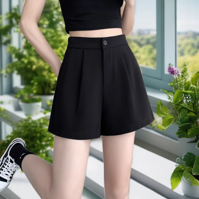 西装短裤女新款夏季高腰a字大码通勤阔腿裤百搭减龄气质时尚外穿
