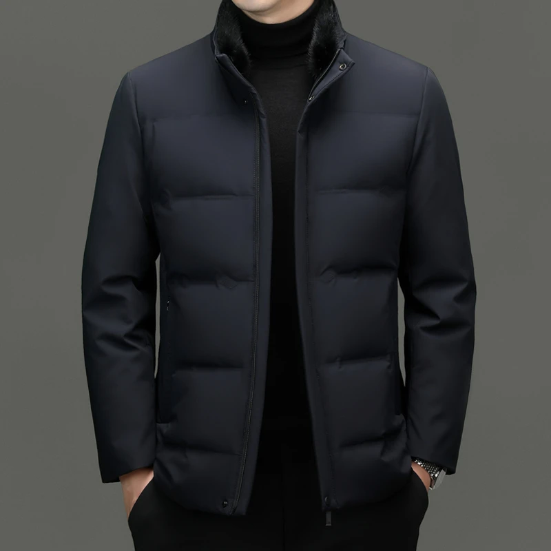 男士羽绒服水貂立领男外套冬装加厚保暖短款中老年休闲爸爸装冬季