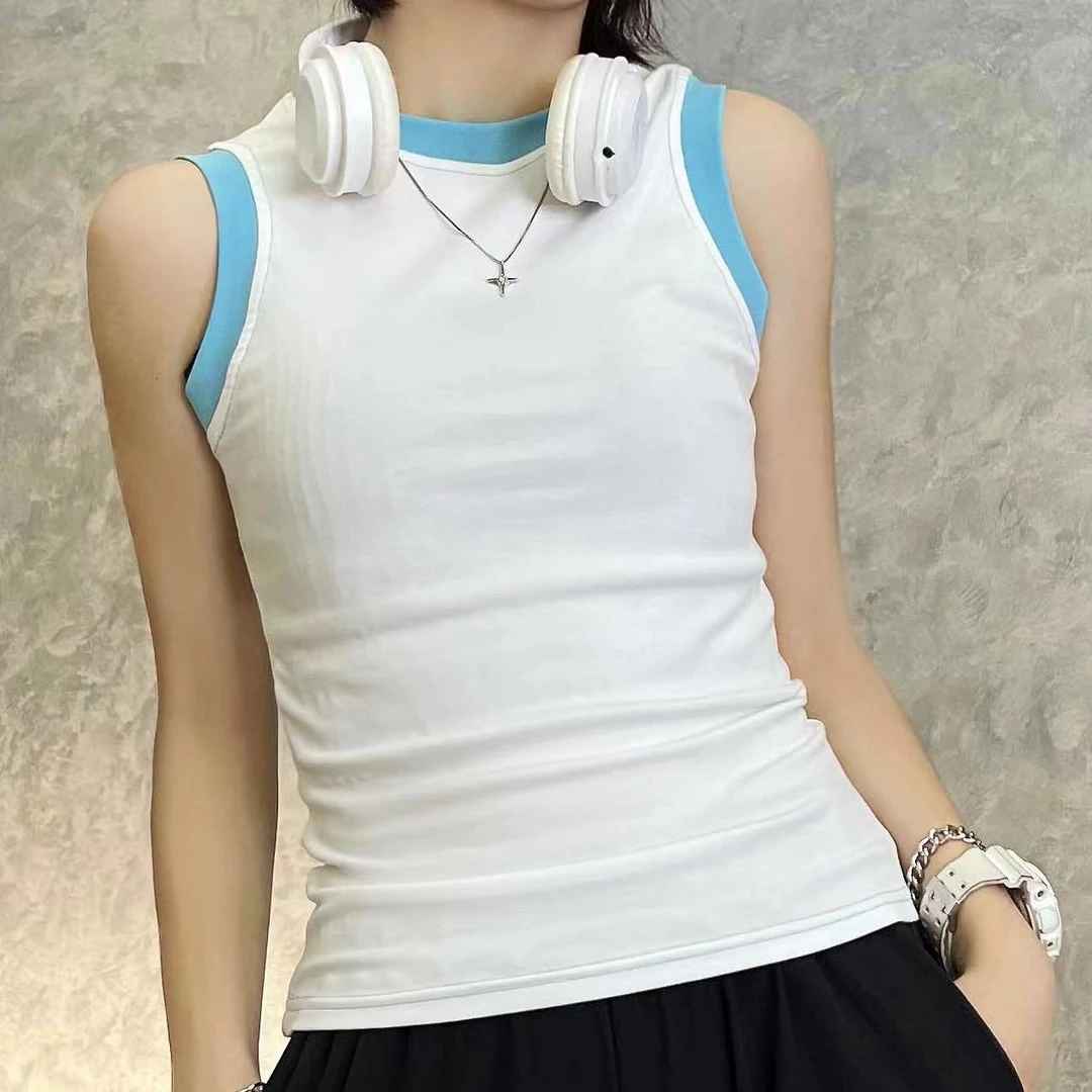 NANAKIKI【梵高的画】显瘦夏季跑步撞色无袖背心健身时尚04303-3