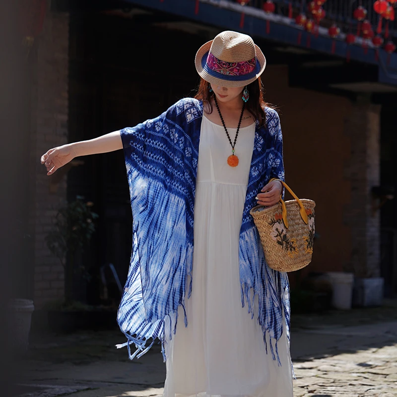 宫佩【COCOa小苏】棉麻披肩西北青海湖新疆西藏旅游穿搭防晒大披风