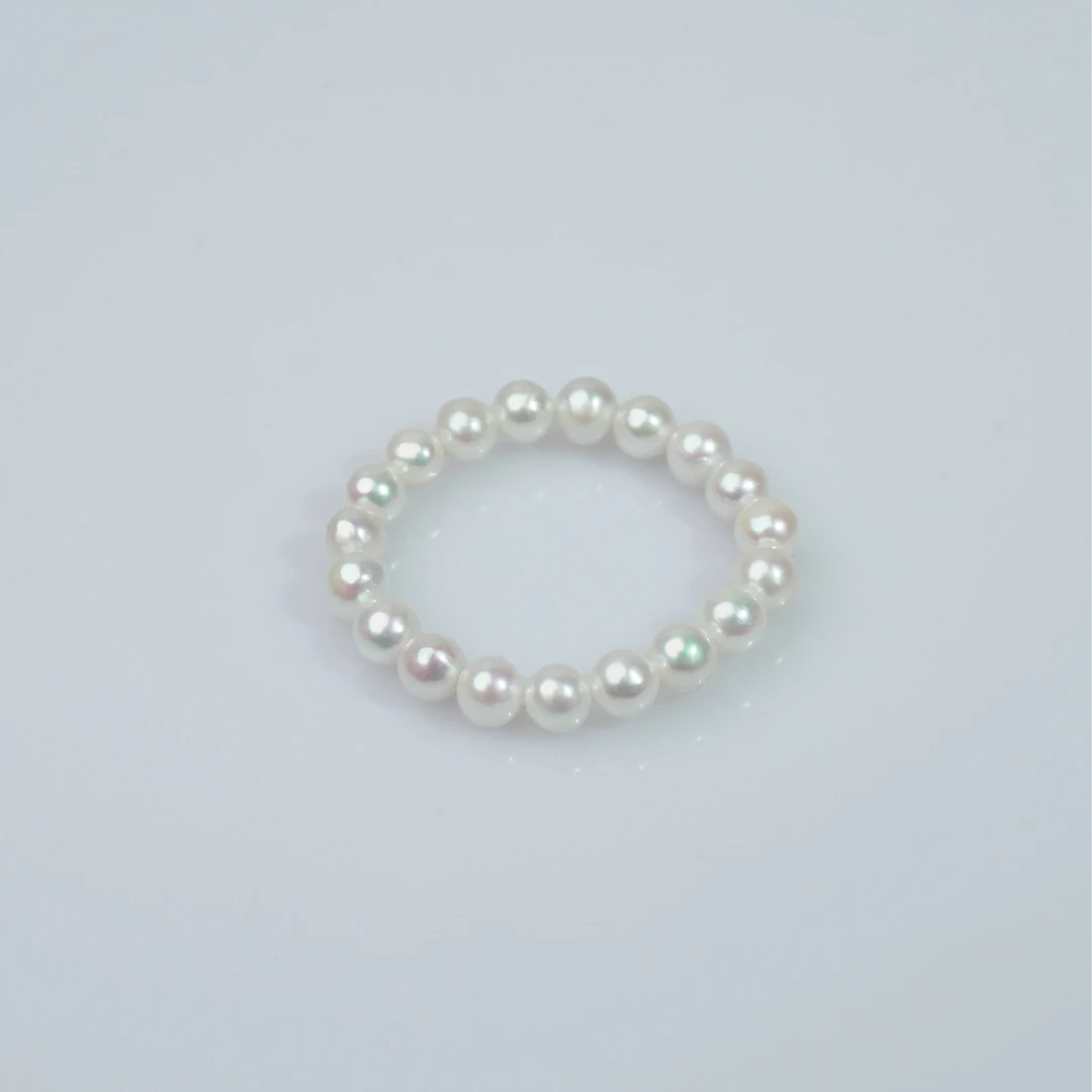 3-4mm天然淡水珍珠高光高亮素珠珍珠戒圈0614